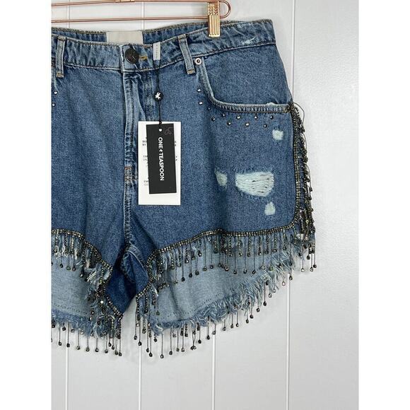 Anthropologie One Teaspoon Razzle Dazzle Truckers Mid Waist Relaxed Shorts NWT - Picture 3 of 12
